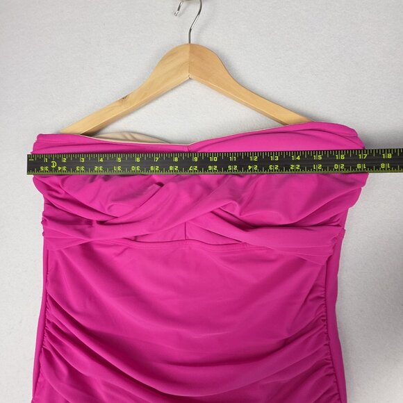 NWT Kona Sol Womens 1-piece Swimsuit Sz 17 Fushia Tummy Control Strapless Halter - Picture 11 of 13